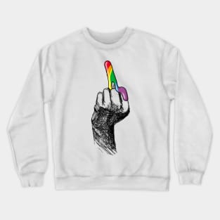 Middle finger covered in rainbow slime Crewneck Sweatshirt